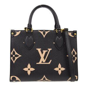 Louis Vuitton Black Beige Empreinte Onthego PM 2way Tote Bag M45659 KQ00254